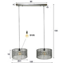 Pendant light Candela – 2 lights with a braided black nickel lampshade
