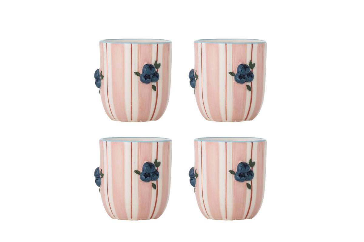 Naomie Cup Set – Embossed Design in Delicate Rosé Tones (Set of 4)