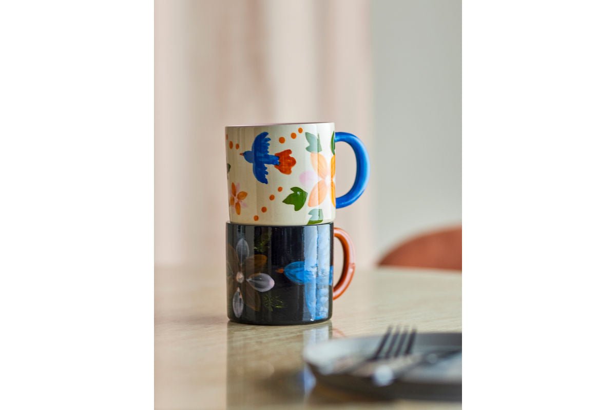 Alina Cup Set – Hand-Painted Designs in Vibrant Colors (Set of 2)