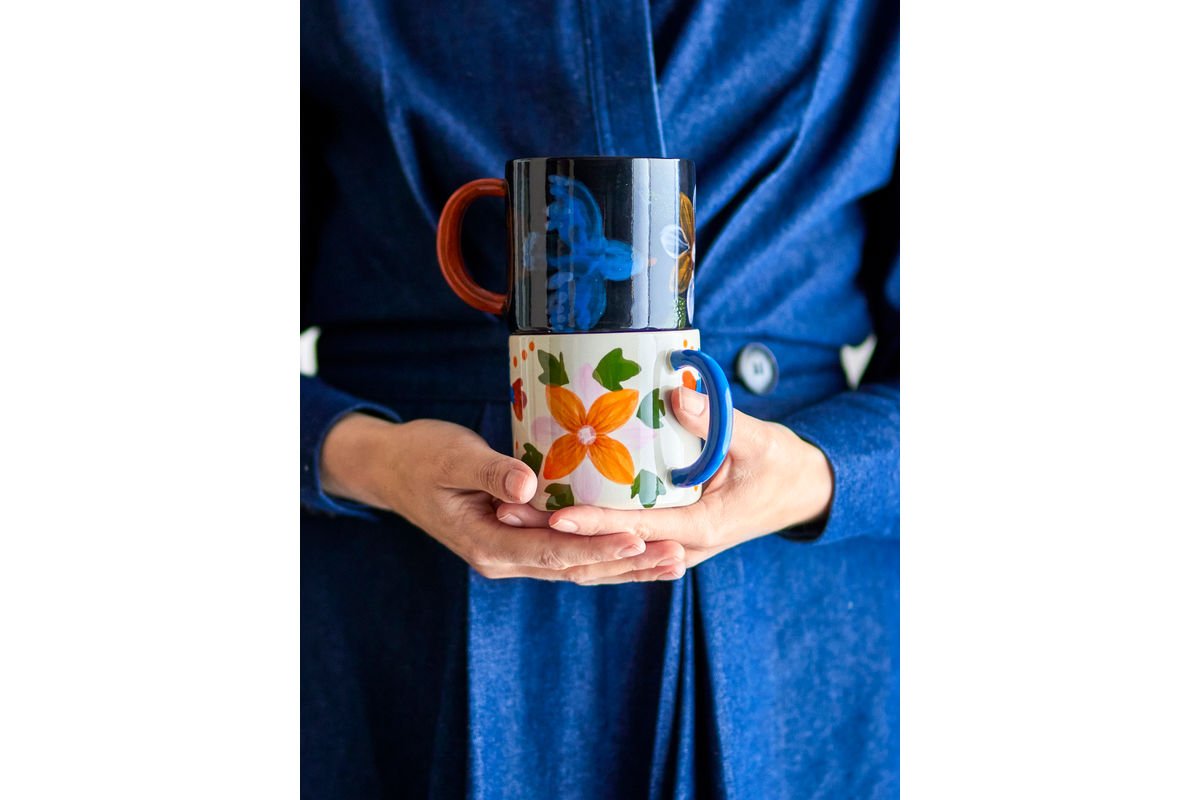 Alina Cup Set – Hand-Painted Designs in Vibrant Colors (Set of 2)