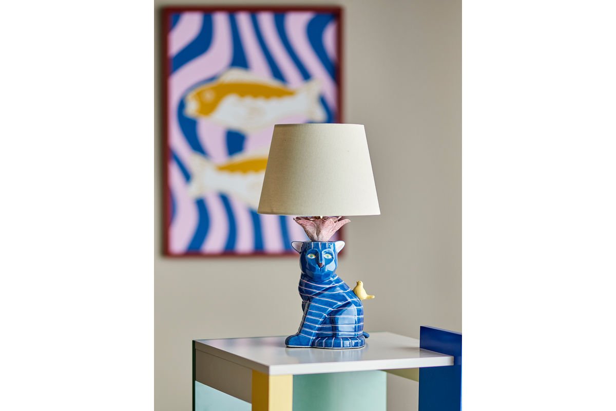 Table lamp Liora – hand-painted stoneware in Blue, decorative design object