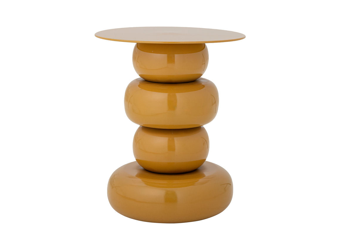 Side Table Becca – Sculptural Design in Glossy Yellow