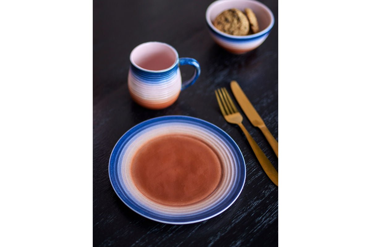 Teller Mora – 4er-Set aus Steingut in warmen Farbverläufen