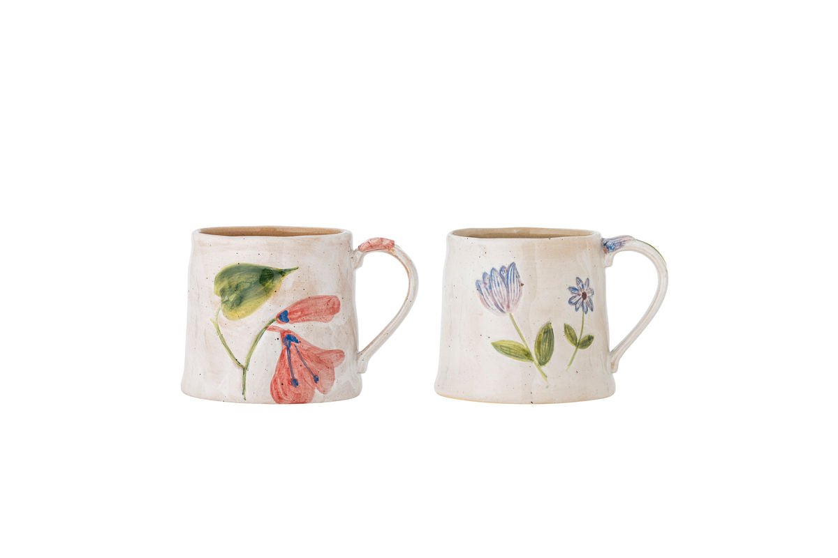 Set of 2 Luni Mugs – made of stoneware with floral motifs