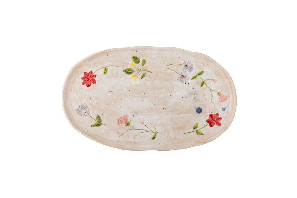 Serving Platter Calisa – Hand-Painted Stoneware Platter with Floral Design
