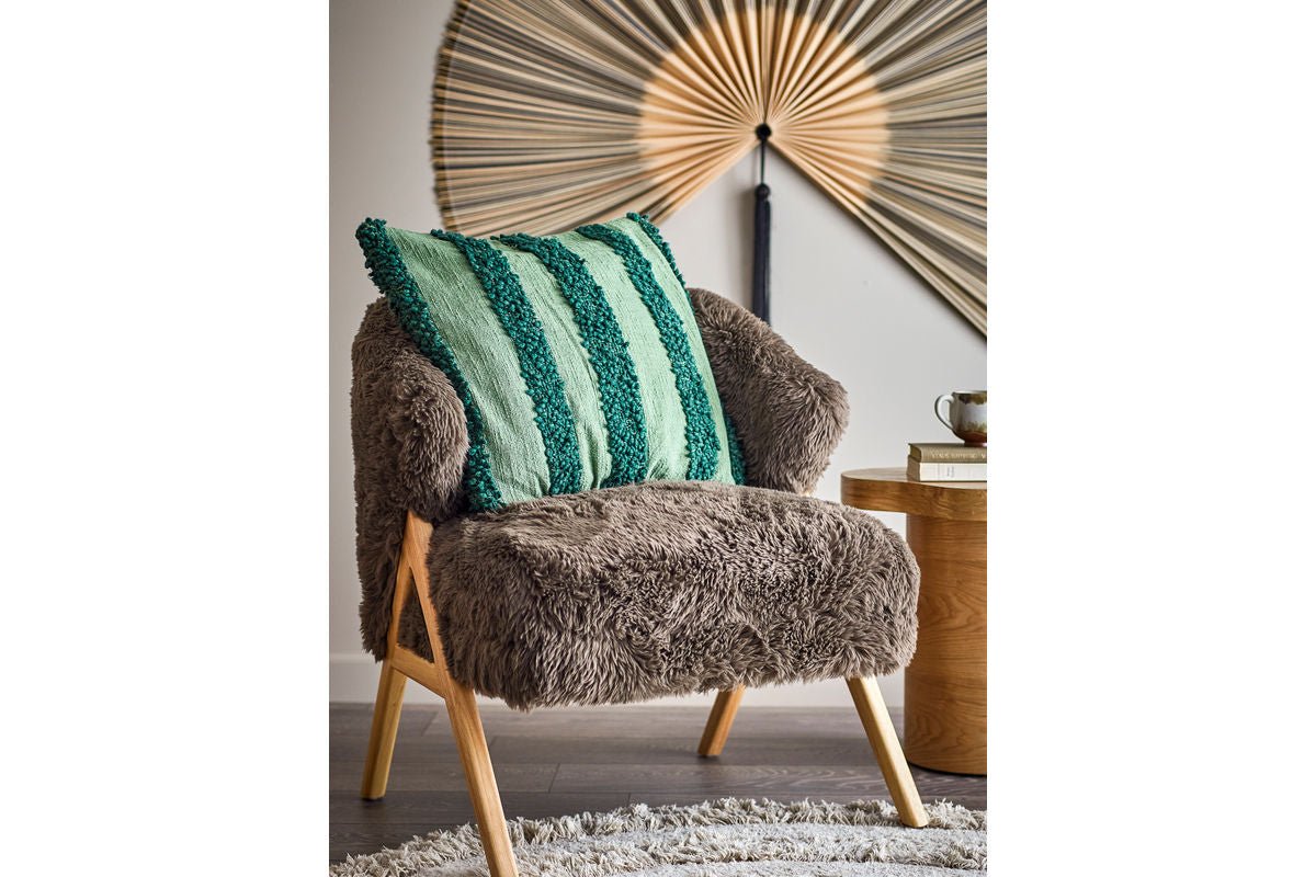 Zierkissen Toronto – Getuftete Streifen in Grün