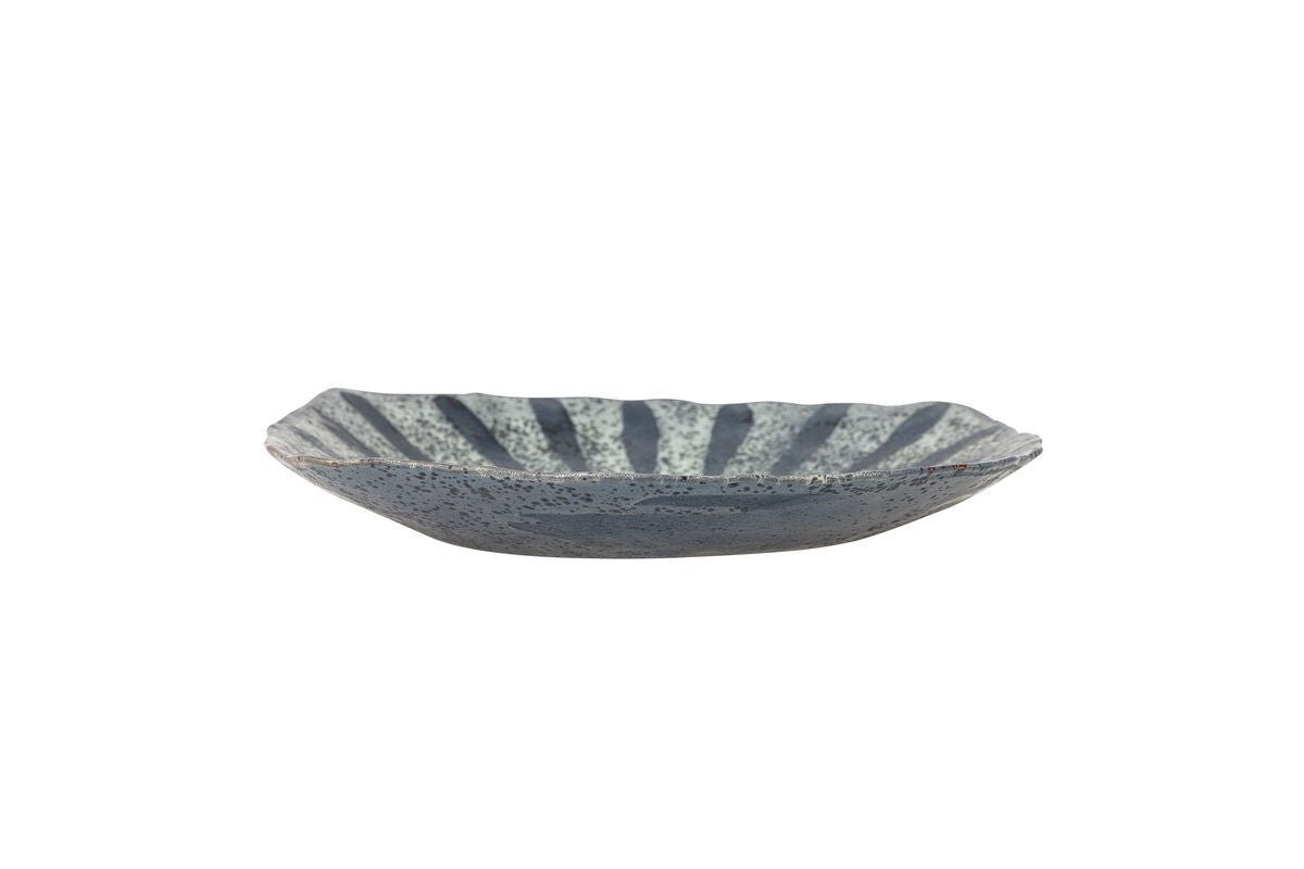 Serving Platter Ruby – Hand-Painted Stoneware Plate in Gray with Sun Motif