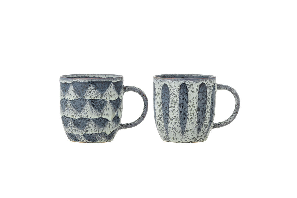 2-piece set Ula mugs – Gray/Blue, made of stoneware