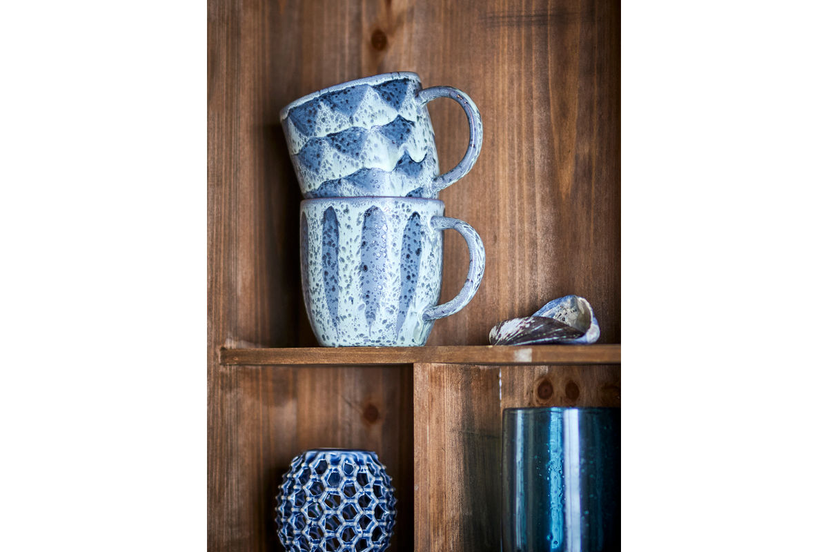 2-piece set Ula mugs – Gray/Blue, made of stoneware