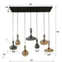 Pendelleuchte "Viretta – 7 Glasschirme in Karaffenform mit schwarzer Metall-Armatur
