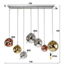 Pendant light "Althea – 7 lights in the metal color combination Gold, Copper and Chrome