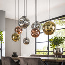 Pendant light "Althea – 7 lights in the metal color combination Gold, Copper and Chrome
