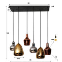 Pendant light "Arvella – 6 lights in Gold, Copper and Chrome in different shapes
