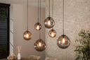 Pendant light Zephyra – 6 lights in smoked glass design with organic ceiling canopy