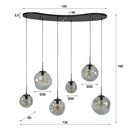 Pendant light Zephyra – 6 lights in smoked glass design with organic ceiling canopy