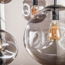 Pendant light Zephyra – 6 lights in smoked glass design with organic ceiling canopy
