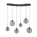 Pendant light Zephyra – 6 lights in smoked glass design with organic ceiling canopy