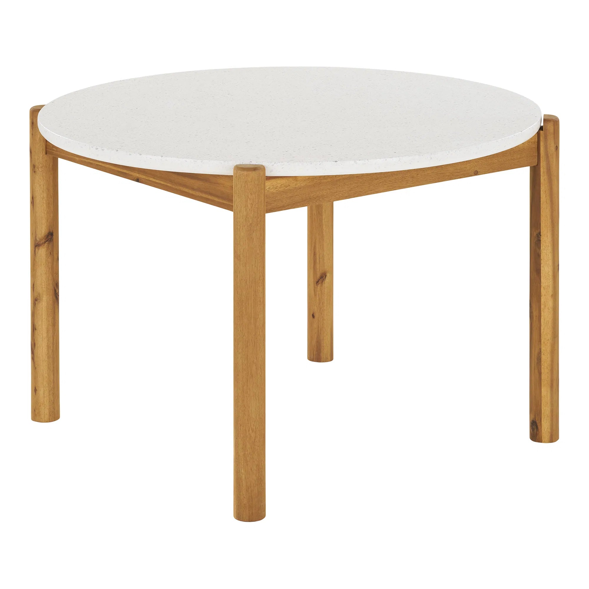 Garten Esstisch Lisa  – Akazie & Terrazzo in Natur/Weiß, ø120 cm