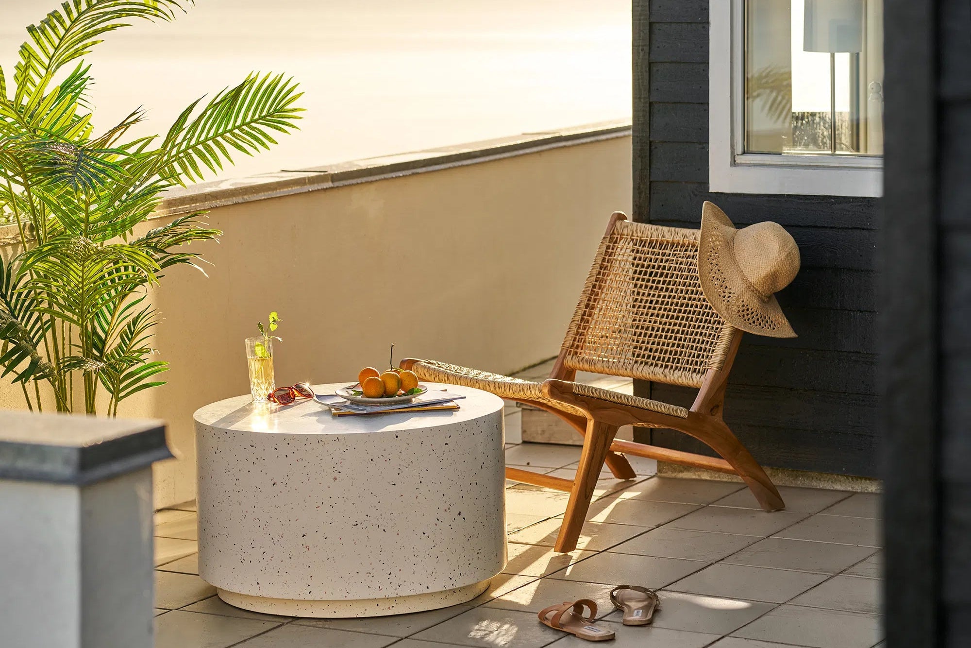 Garden Side Table Velkara - Stone Look Sand
