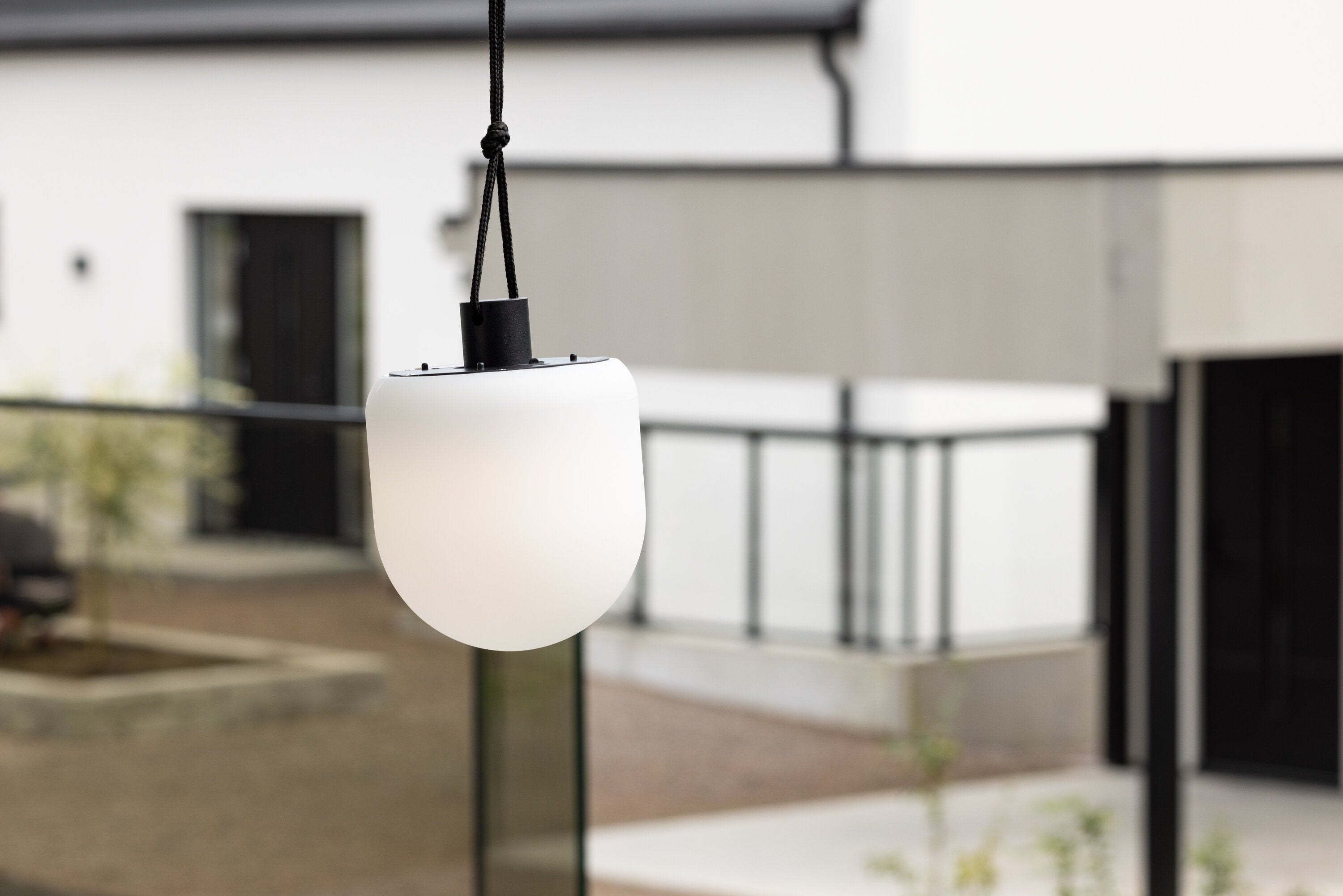 Outdoor pendant lamp "Ilona" – in White steel for terrace, balcony & garden