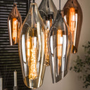 Pendant light "Thalira – 7 glass shades in amber, copper and chrome with metal fitting