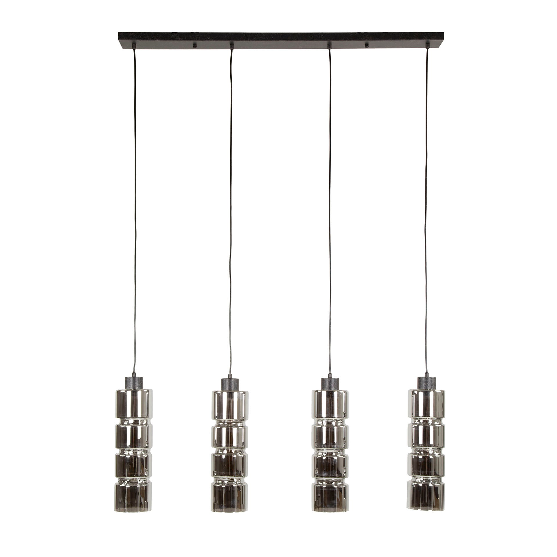 Pendant Lamp "Navaro" – 4 Lights with Chrome-Plated Glass Shades in Cylinder Shape