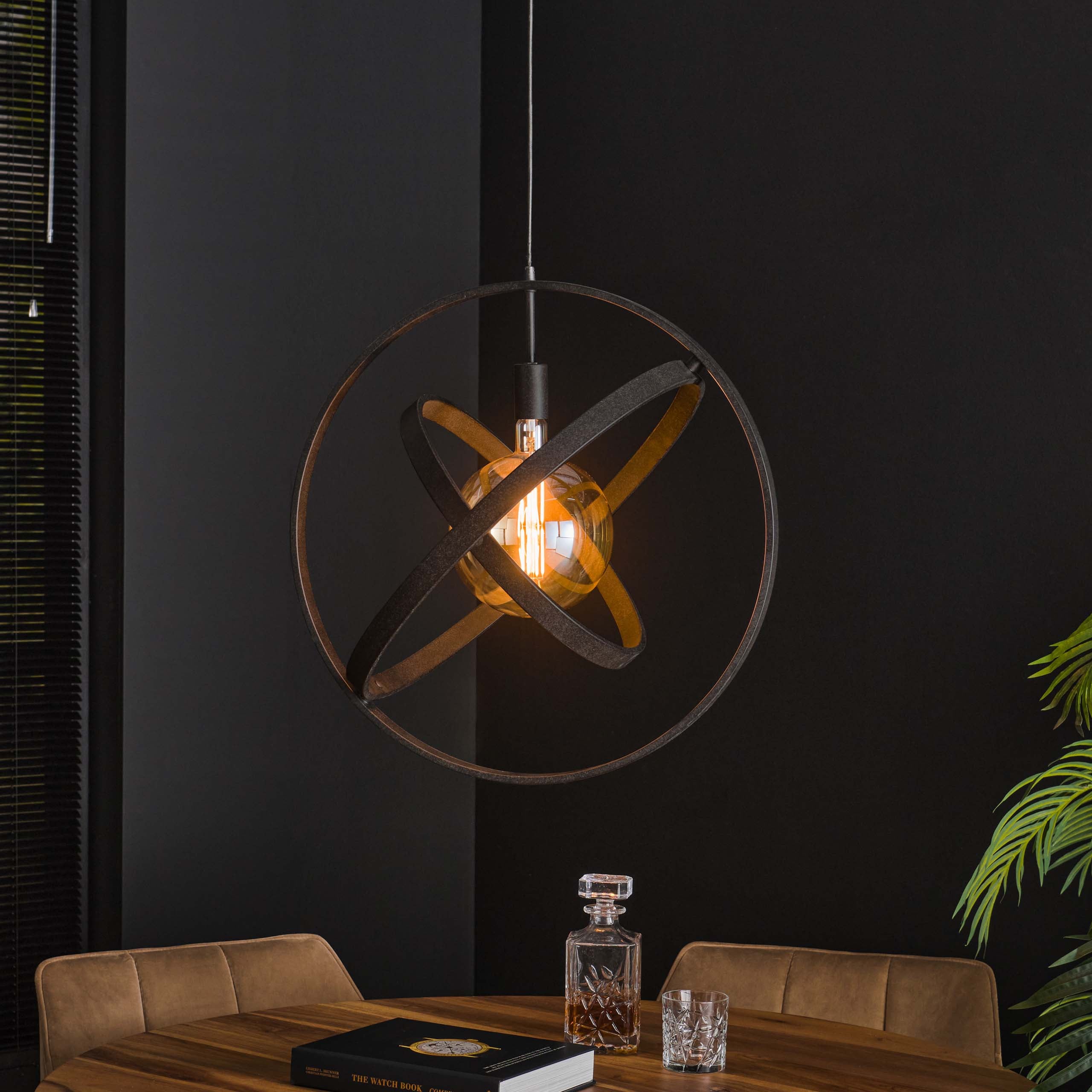 Pendant Light "Orvion" – 1 Light with Sphere Design made of Metal in Black
