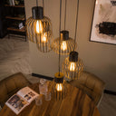 Valeris pendant light - Tiered with 5 lights made of anthracite-colored metal mesh
