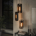 Evelis pendant light - Tiered with 3 lights with rotatable mesh lampshades
