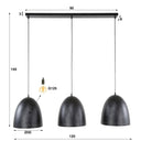 Aliora pendant light - With 3 lights in a dark gray bell shape in a mesh design