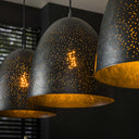 Aliora pendant light - With 3 lights in a dark gray bell shape in a mesh design