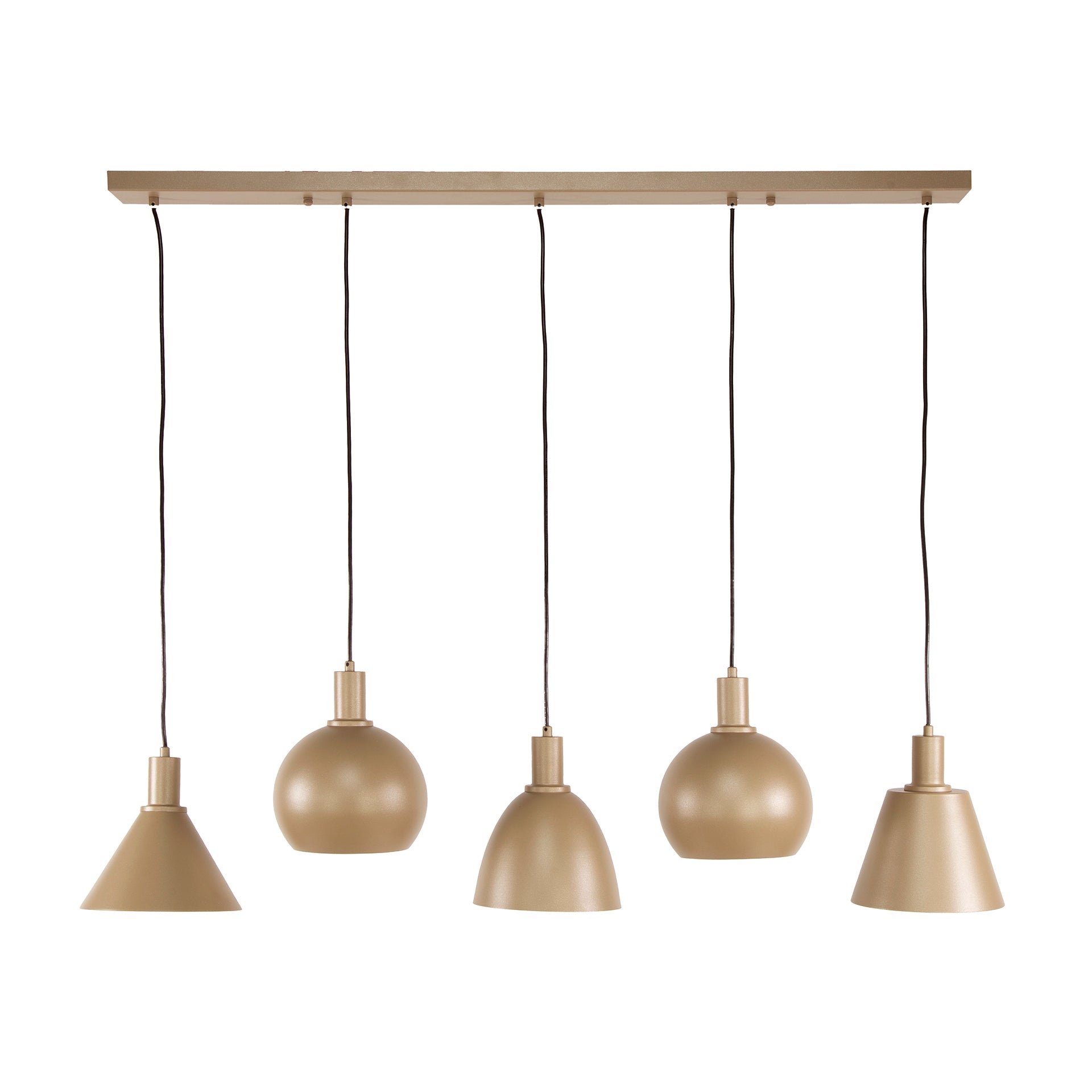 Pendant lamp Bravino – Five metal shades in Brown or Beige (five-light)