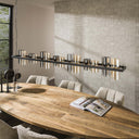 Pendant Light "Melvira – 14 cylindrical glass shades in amber and chrome look