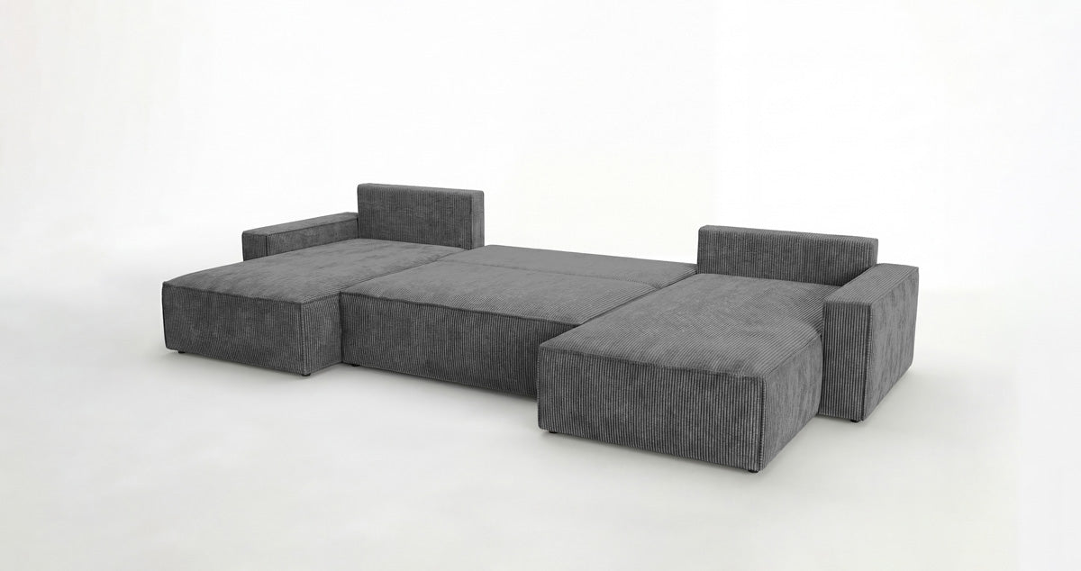 Designer Sofa Vienna U mit Schlaffunktion und Stauraum in Cord