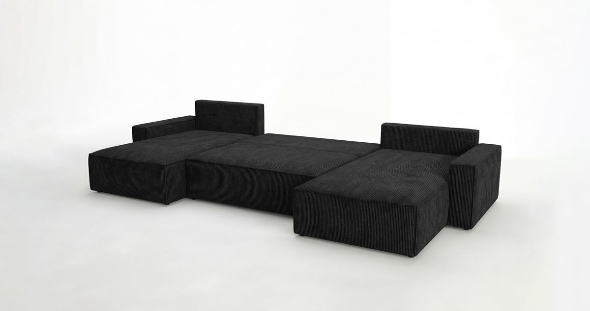 Designer Sofa Vienna U mit Schlaffunktion und Stauraum in Cord