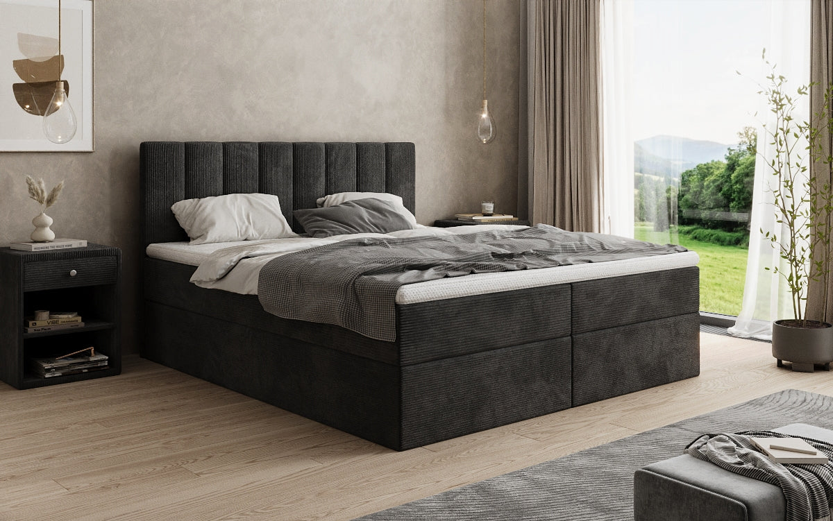 Sofia box spring bed in Corduroy with storage