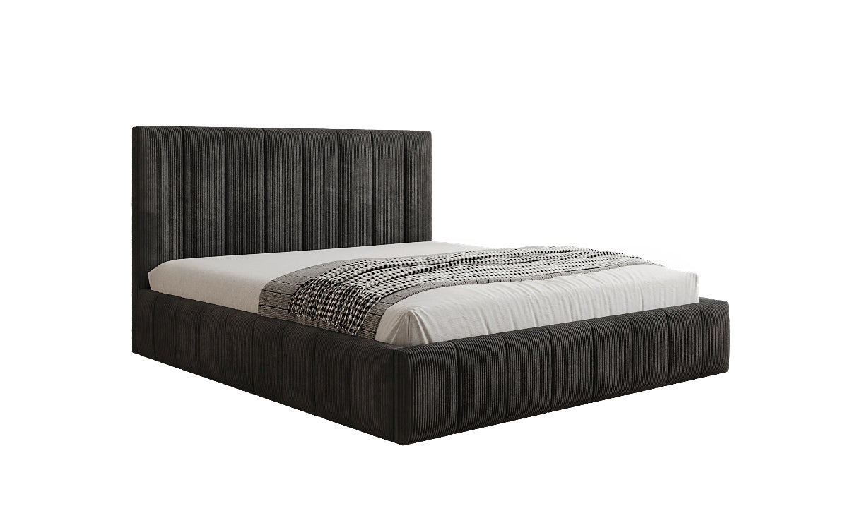 Designer upholstered bed Maja in Corduroy with storage