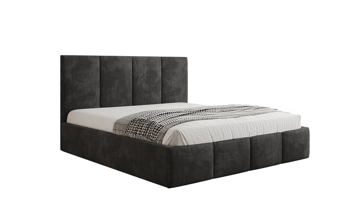 Designer upholstered bed Mina in Corduroy with storage space