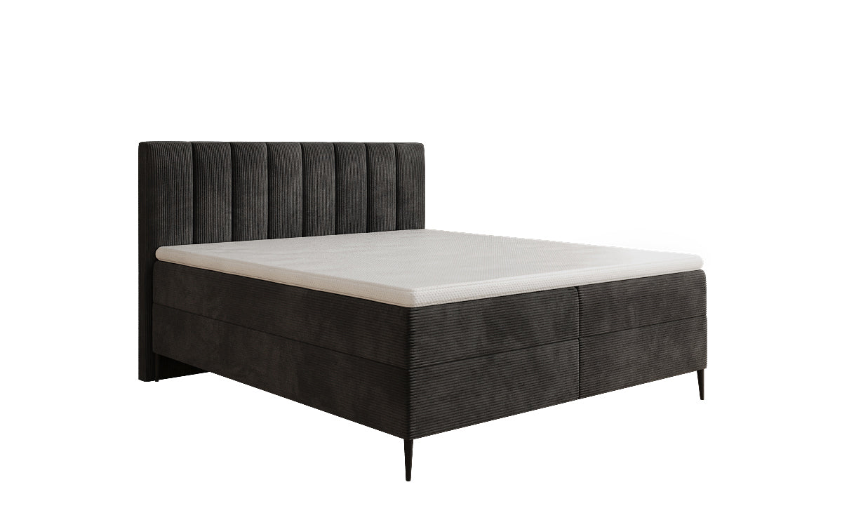 Lucca box spring bed in Corduroy with storage and legs