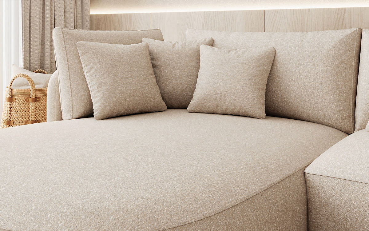 Designer corner sofa Ando Mini in textured fabric