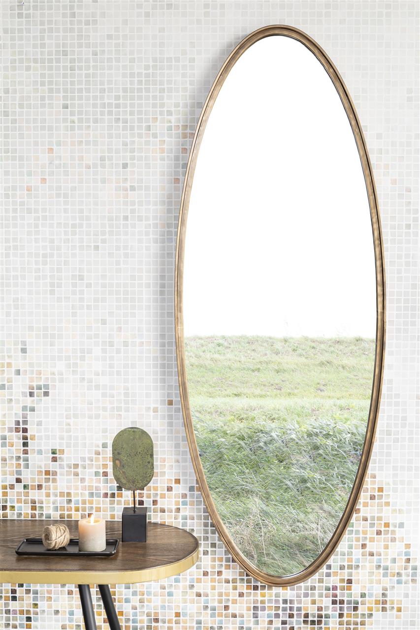 Spiegel Matz Oval L – aus Eisen in Bronze