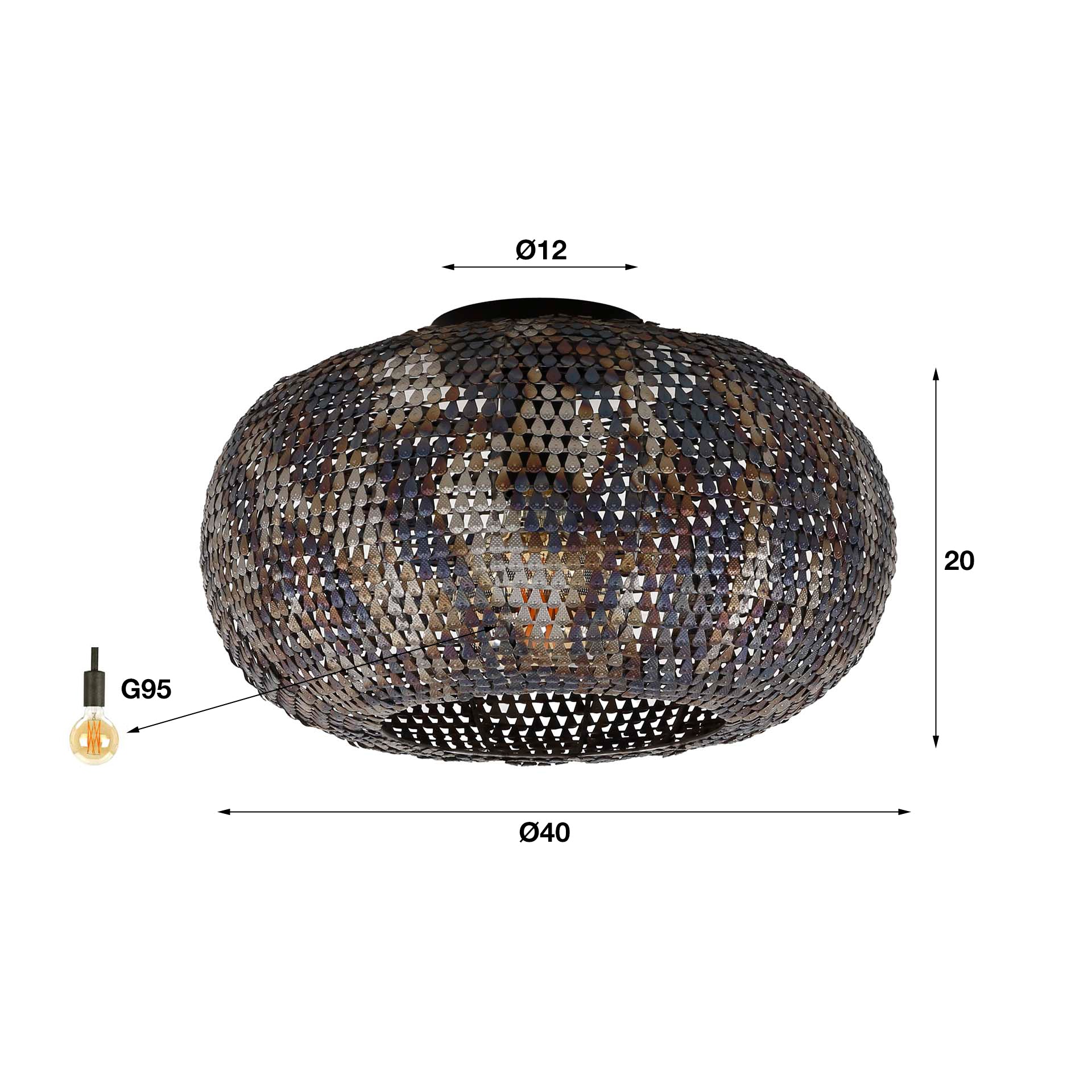 Deckenleuchte „Ferox“ –  Metallleuchte in Schwarzbraun