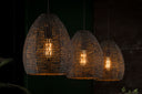 Pendant light "Lumeya - With 3 perforated, handcrafted metal lampshades in Black-Bronze
