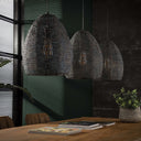 Pendant light "Lumeya - With 3 perforated, handcrafted metal lampshades in Black-Bronze