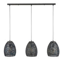 Pendant light "Lumeya - With 3 perforated, handcrafted metal lampshades in Black-Bronze