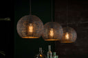 Pendant light "Coralis - With 3 round, handcrafted metal lampshades in Black-Bronze
