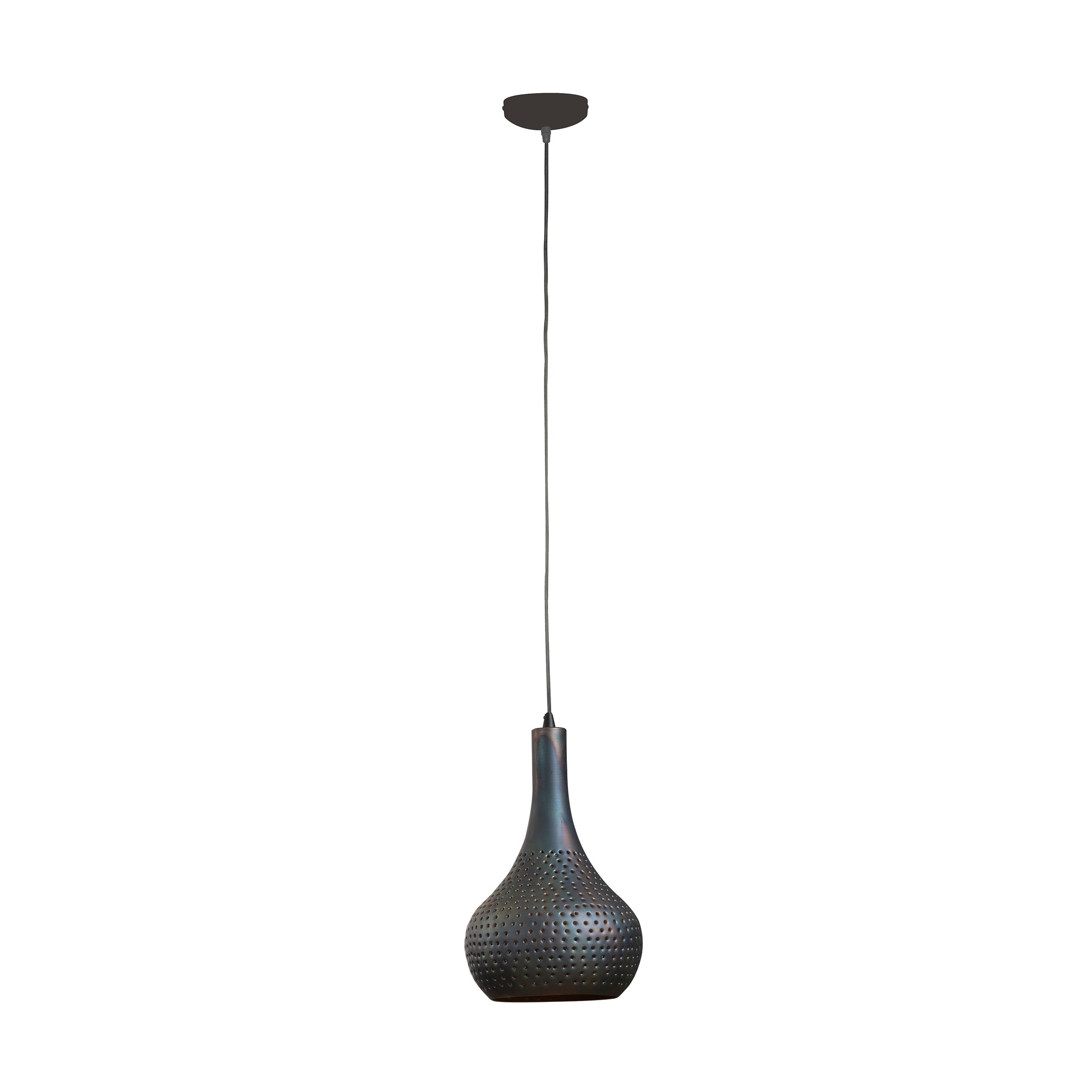 Pendant Lamp "Nolira" – Conically Shaped, Hand-Perforated Lampshade in Dark Brown