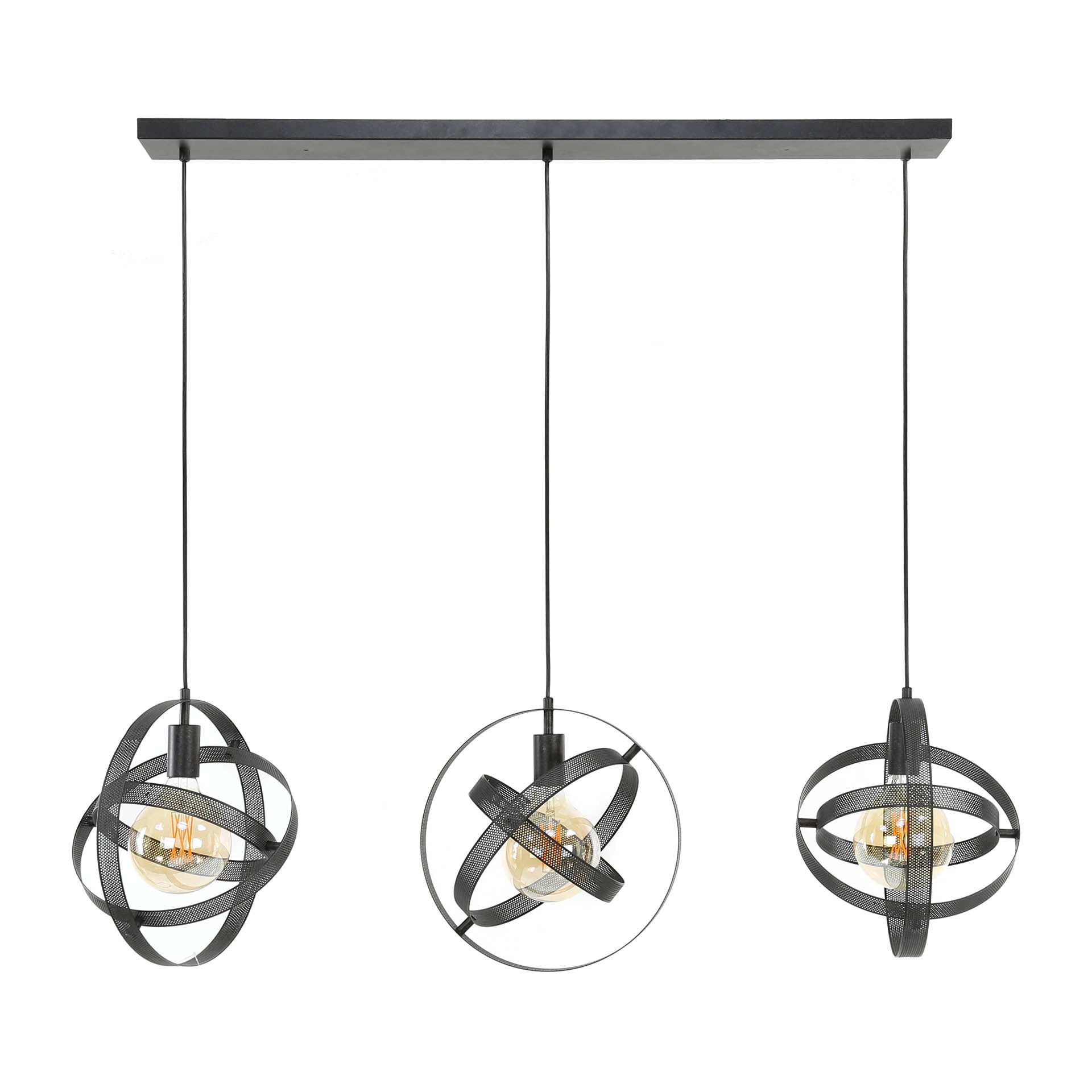Pendant lamp Astryx – Rotatable ring design in Black (3-light)
