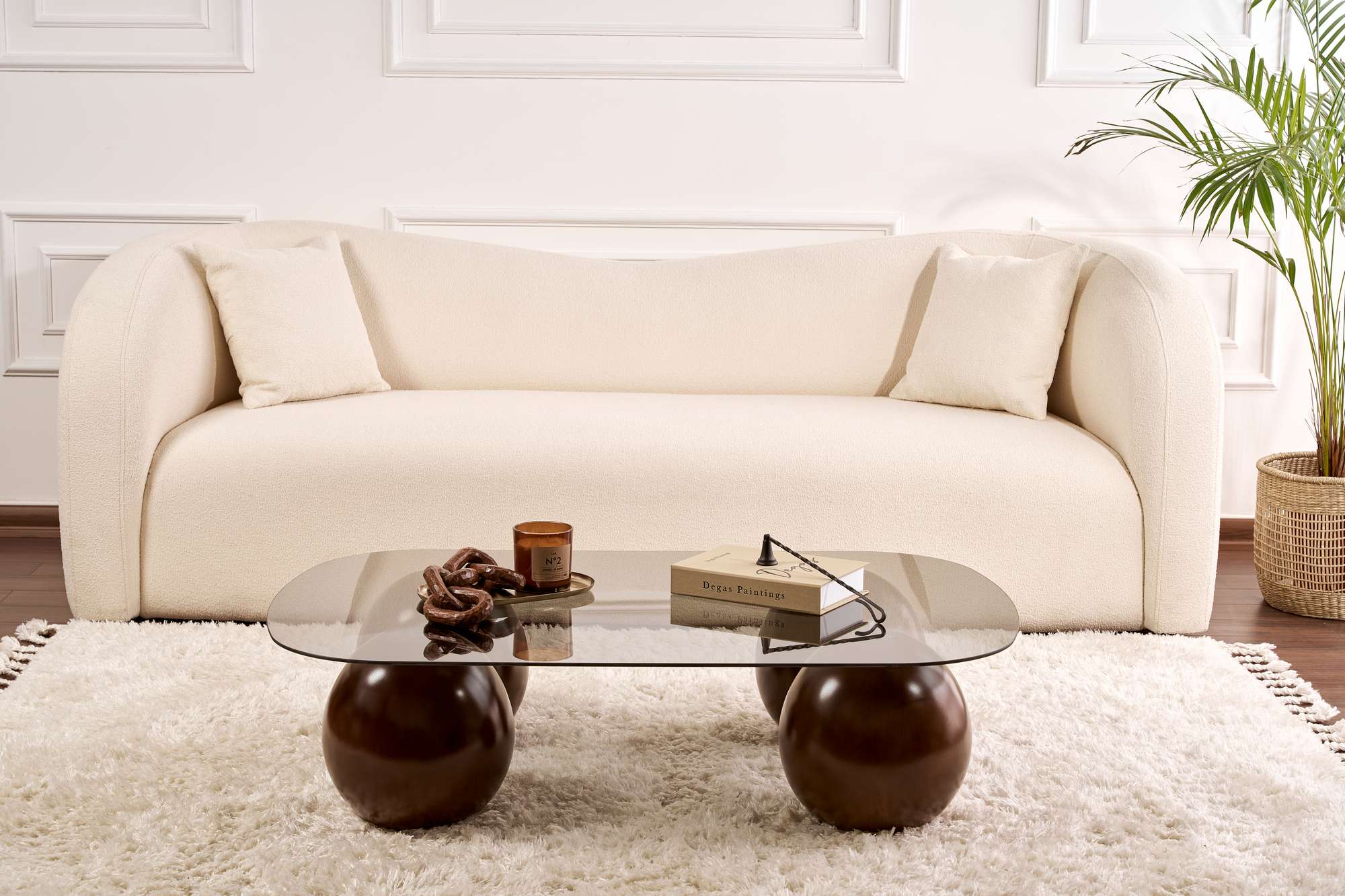 Coffee Table Ravento - Tempered Glass Tabletop with Rounded Corners
