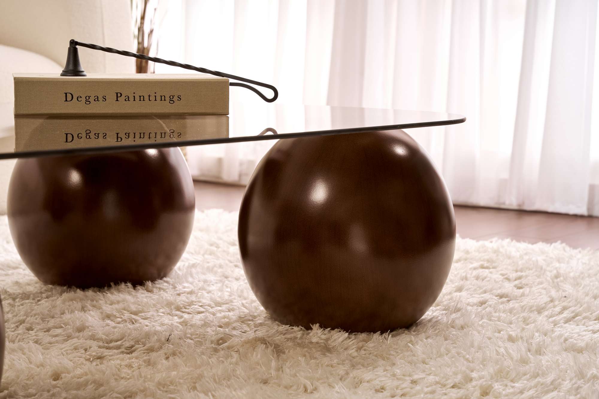 Coffee Table Ravento - Tempered Glass Tabletop with Rounded Corners